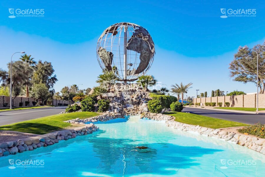Leisure World, globe fountain
